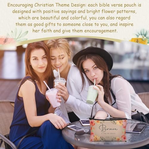 Brave Christian Gifts Makeup Bags Set - Morandi Style, 30 Pcs, Large Capacity, Inspirational Bible Verse Designs