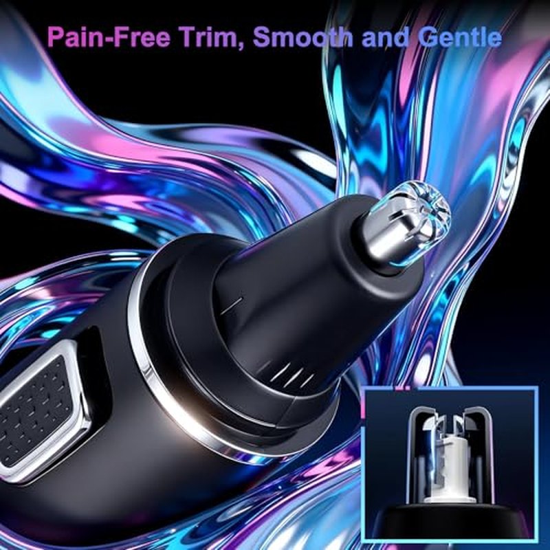 AREYZIN Nose Hair Trimmer for Men,Rechargeable Ear and Nose Trimmer,2 in 1 Painless Professional Eyebrow & Facial Hair Trimmer with IPX7 Waterproof Dual Edge Blades (Black)