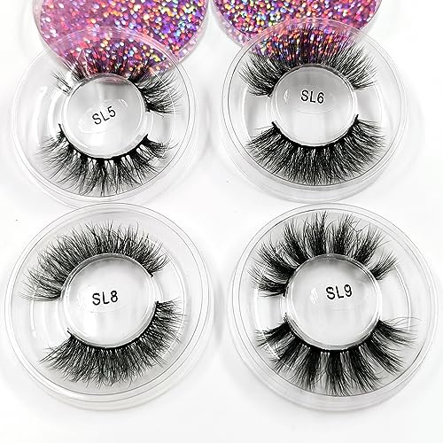 False Eyelashes Bulk 30 Pairs - 10 Styles 3D Fluffy Natural Look Vegan Reusable