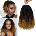 Yanky Twist Crochet Hair 8 Inch 8 Packs 30 Strands Each Pre-Looped Fluffy Passion Twist Ombre Brown Synthetic Braiding Hair