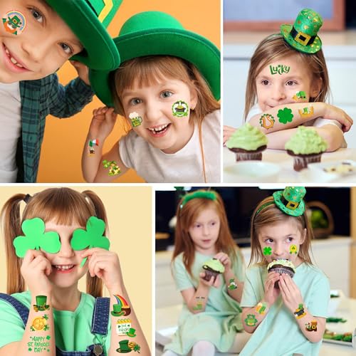 50 PCS St Patrick's Day Tattoos Stickers for Kids, St Patricks Day Decorations Accessories, Irish Shamrock Tattoo Stickers for Party Favors Supplies