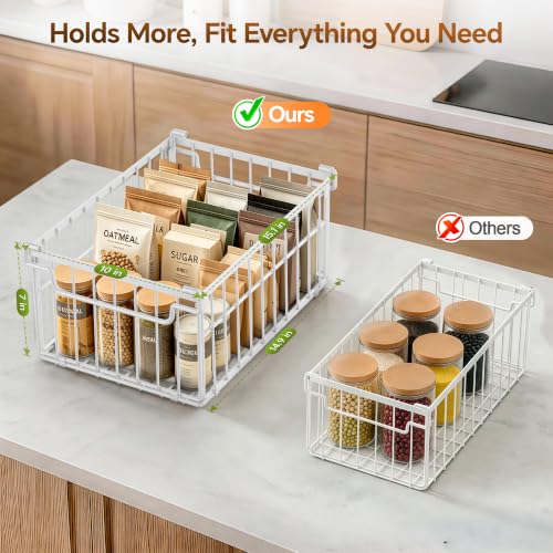 White 6 Pack Freezer Organizer Bins for 5-9 Cu.FT Deep Freezer, Large Stackable Storage