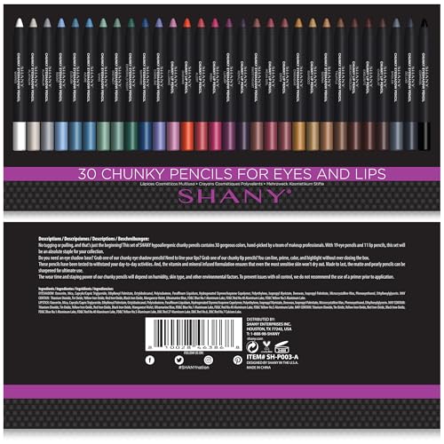 SHANY Chunky Eyeshadow Pencils Lip Liner, Eyeliner, Eye Pencil, Multi Use Chunky Pencils for Eye Shadow, Lip Makeup, Lipstick with Vitamin E,Aloe Vera - Chunky