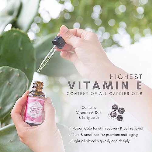 Prickly Pear Seed Oil for Face & Body - Organic Cold Pressed Moisturizer & Hair Treatment 1 oz
