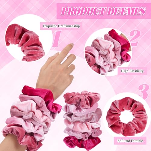 Galentine's Day Gift Set - Velvet Hair Scrunchies Plush Socks Bracelets 12 pcs - Girls Women Party Supplies