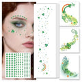 EMOME St Patrick Day Accessories, St Patrick's Day Glitter Shamrock Face Tattoo with Green Face Gems and Faux Freckles, Saint Patrick's Day Makeup Art Decorations Gift for Women