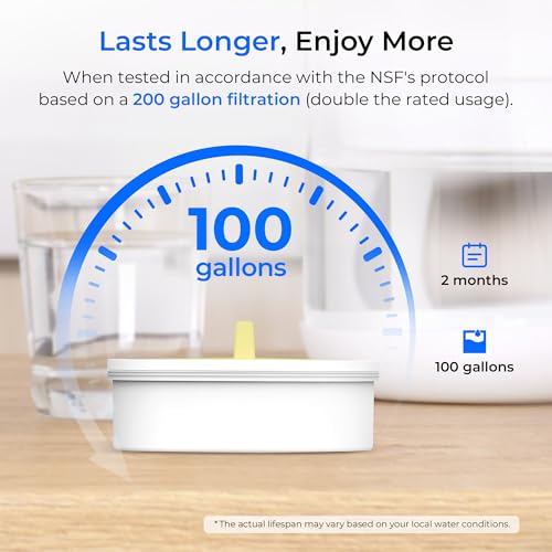 10-Cup Glass Water Filter Pitcher with 3 Replaceable NSF Certified Filters