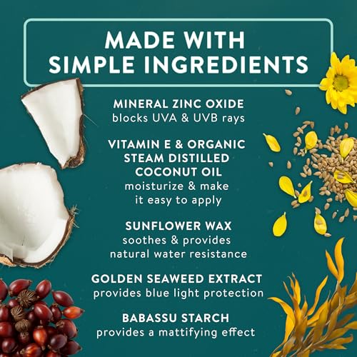 Badger Zinc Oxide Face Sunscreen SPF 30 - Organic, No White Cast, 1.7 Fl Oz - Variation of SPF 30