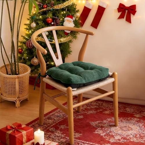 Memory Foam Chair Cushions Set of 4 - 15.5x15.5x4 Inches Dark Green Variation 4