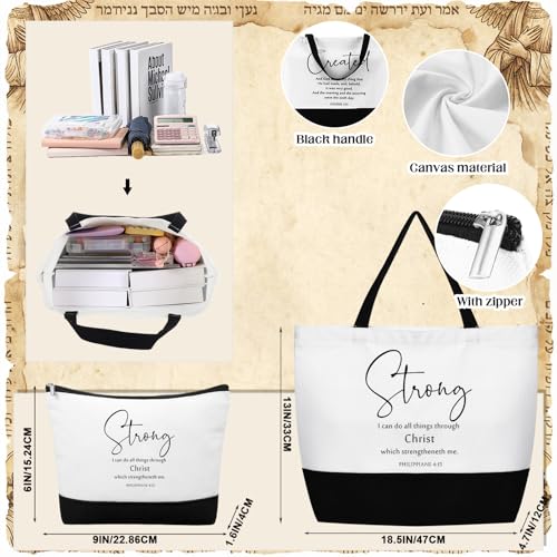 Christian Bible Verse Tote Bag Makeup Bag 12 Bible Words English Variation of THIS listing
