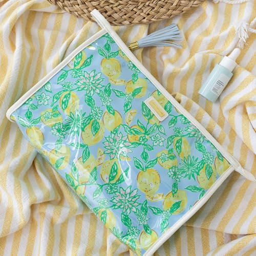 Lilly Pulitzer Makeup Bag, Cosmetic Bags for Women for Traveling or Everyday Use, Travel Toiletry Bag with Zipper, Make Lemonade