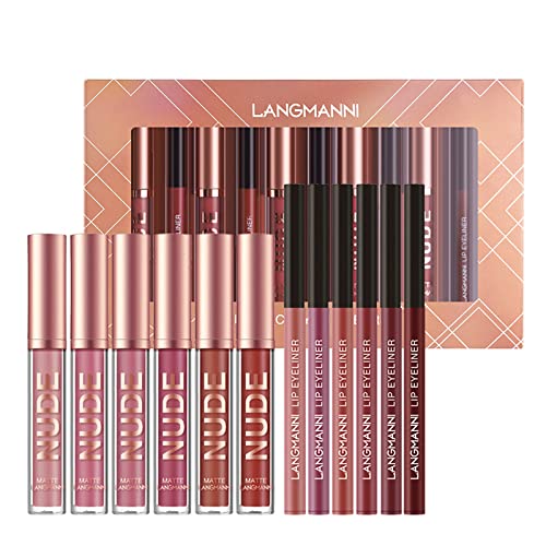 FantasyDay 12Pcs Long-Lasting Matte Nude Lip Gloss Lipstick Lip Plumping Makeup Gift Sets for Girls and Women, Waterproof Lipgloss Lip Stain Liquid Lipcolor - Highly Pigmented Color and Instant Shine