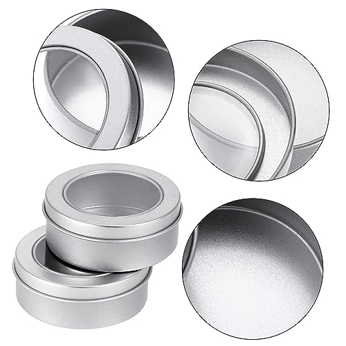 40 Pack 2oz Metal Tin Cans with Clear Lids for Candies, Candles & Crafts