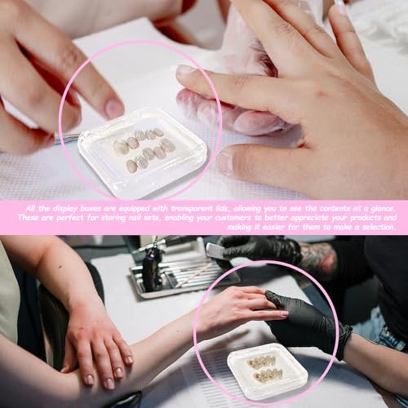 30pcs Press On Nail Packaging Box£¬Press On Nail Storage Box Set With 60pcs Of Double-Sided Adhesive Tape£¬Suitable For Nail Storage And Nail Art Display (Clear)
