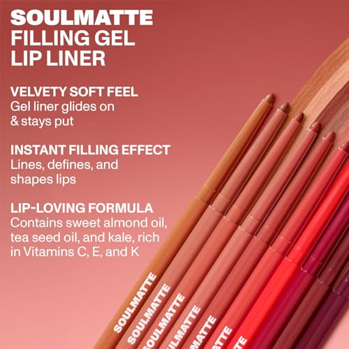 MORPHE Soulmatte Gel Lip Liner - Creamy Lip Pencil with a Matte Formula - Precision Contour Pencil with Sweet Almond & Tea Seed Oil for Long-Lasting Definition - Bella (0.007 oz) (Pack of 2)