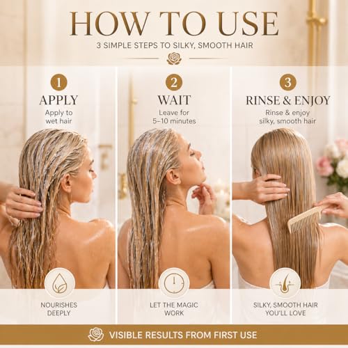 DJ LADY NADA Rose Rhapsody Deep Hair Mask for Damaged & Frizzy Hair – 8.8 oz