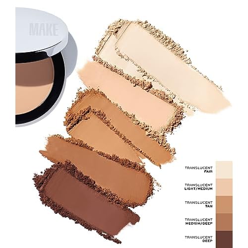 MAKE Beauty Diffusion Set, Translucent Setting Powder - Pressed Face Powder Compact for Smooth Matte Complexion. Sheer Coverage Finishing Foundation for Excess Oil. Shade - Fair