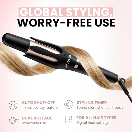 Automatic Rotating Curling Iron for Long Hair - Digital Temp Control
