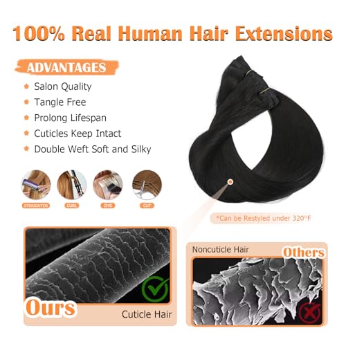 Natural Black Clip-In Hair Extensions 7PCS 120g 24 Inch Remy Human Hair