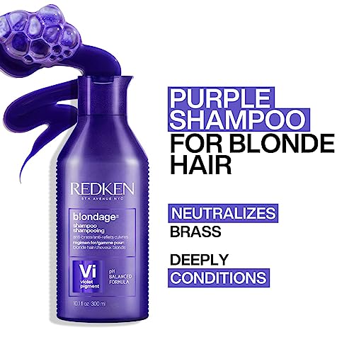 Redken Blondage Purple Shampoo & Conditioner Set – Brighter Blonde, 10.1 Fl Oz Pack of 2