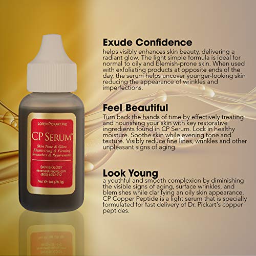 Copper Peptide Serum for Aging Skin - Oil-Free Anti-Aging Facial Treatment 1 oz