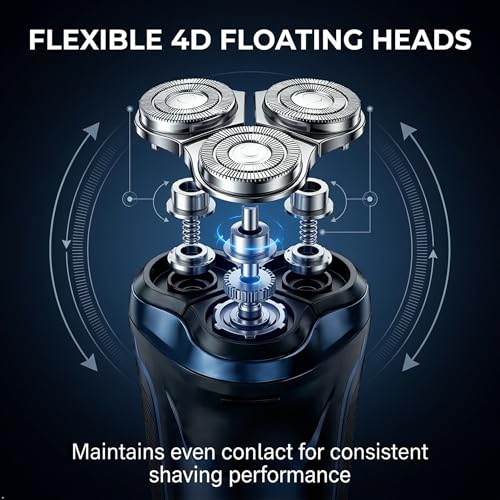 Men's 2-in-1 Electric Rotary Shaver with 4D Floating Heads & Trimmer - Waterproof, USB Rechargeable, LCD Display
