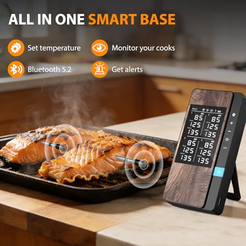 TEMMIO Wireless Meat Thermometer with 4 Probes Bluetooth Digital Cooking Thermometer