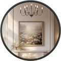Black 32 Inch Round Mirror - Wall Mount Bathroom Vanity Entryway Living Room