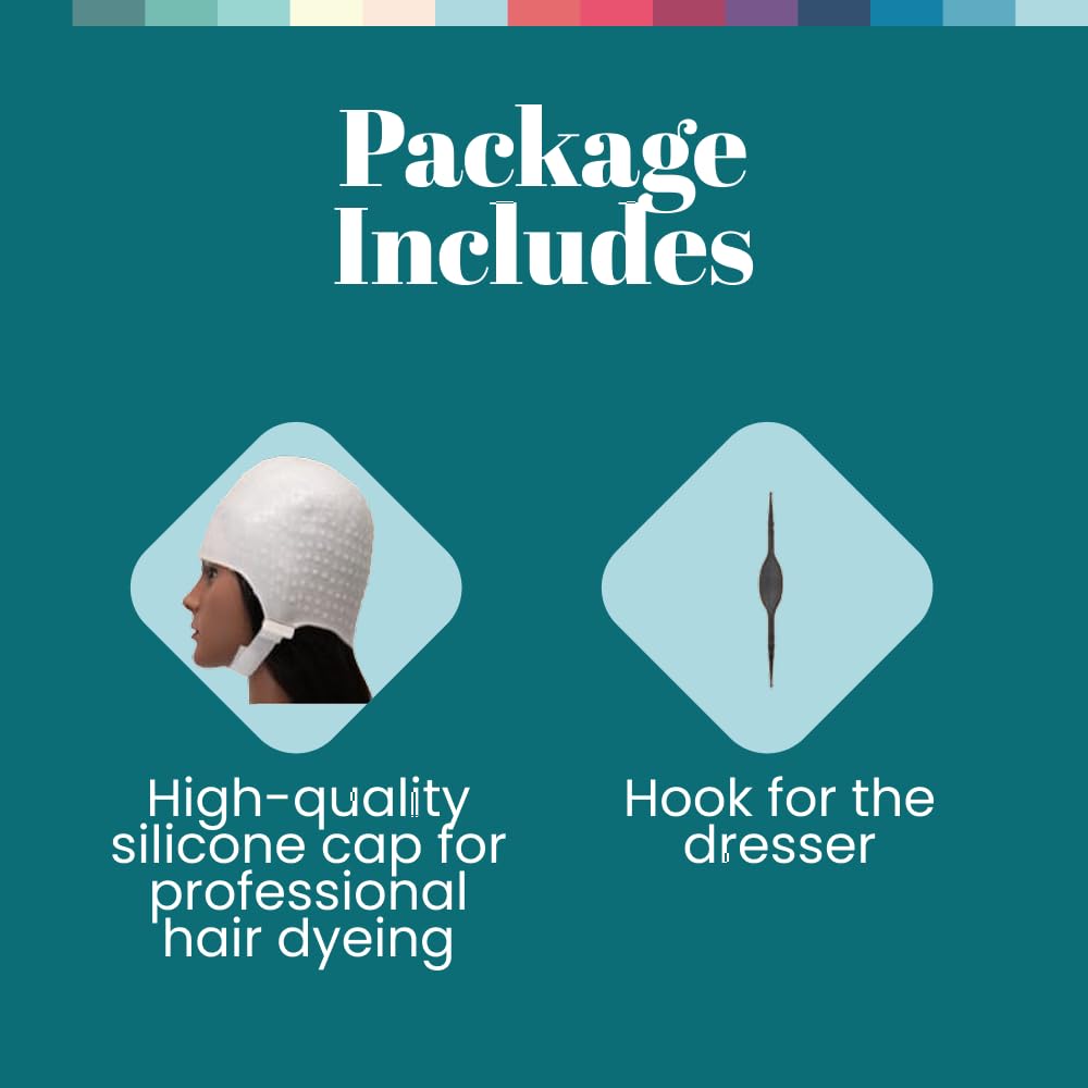 Dompel Silicone Highlight Hair Cap | Reusable Professional Silicone Cap with Needle | Special for Hair Dyeing | Model 233 CA