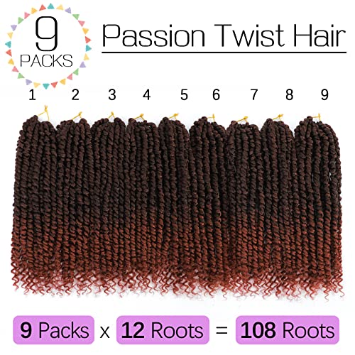 Passion Twist Crochet Hair 14 Inch 9 Packs - Pre-Looped Synthetic Braid for Black Women