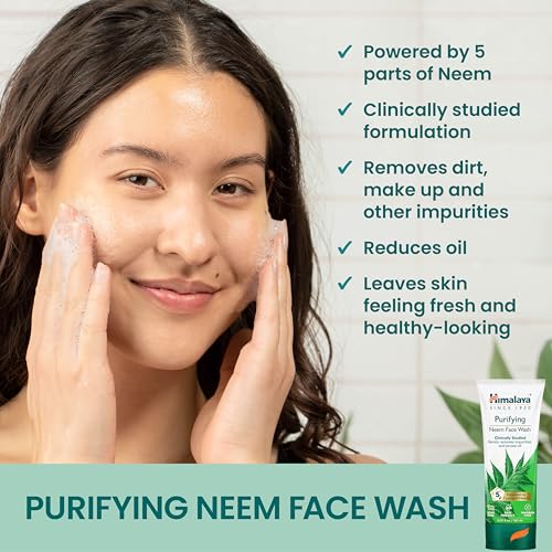 Himalaya Purifying Neem Face Wash, Normal to Oily Skin, Turmeric, Vegan, Cruelty Free, Soap and Paraben Free, Dermatologically Tested, SLS/SLES Free, 5.07 Fl Oz, 150 mL, 1 Pack
