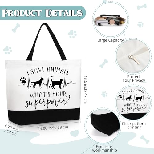 Paterr Vet Tech Appreciation Gifts Tote Bags Canvas Makeup Bag Veterinary Thank You Gift for Veterinarian Pet Lover Assistant