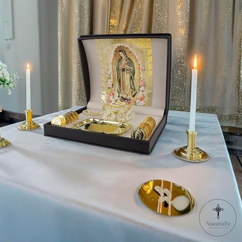 14k Gold Plated Virgen Guadalupe Arras Chest for Catholic Wedding - Crystal Chest Variation