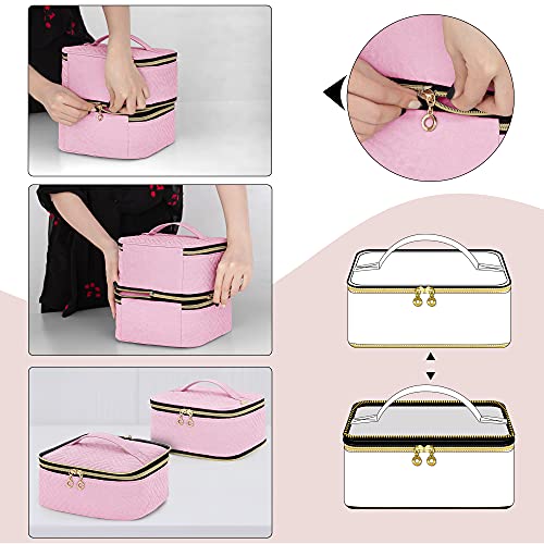 LUXJA Detachable 2 Layers Nail Polish Storage Case Pink - Holds 40 Bottles