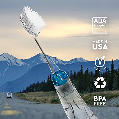 RADIUS Travel Brush Set with Replaceable Heads - 3 Pack Blue/Smoke/Green