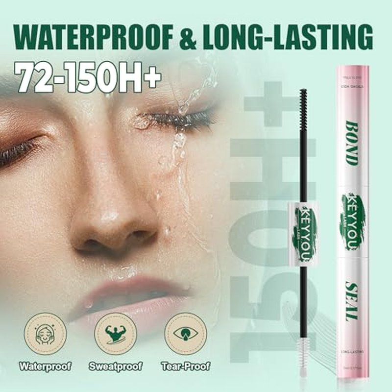 KEYYOU LASH Lash Bond and Seal with Remover, Black Lash Glue Waterproof for Lash Clusters, Long-Lasting Strong Hold DIY Eyelash Glue, Vegan Non-Irritating with Gentle Oil-Based Lash Remover