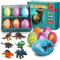 Zeewoo 6 Pack Dinosaur Bath Bombs with Surprise Toys for Kids, Organic & Safe Fun