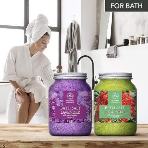 Bath Sea Salt Set with Lavender & Eucalyptus - Relaxing Aromatherapy Spa