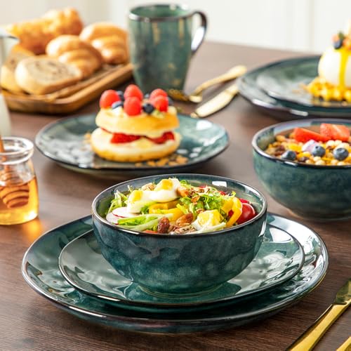 Vancasso Starry Green 16-Piece Dinnerware Set for 4 Handmade Reactive Glaze