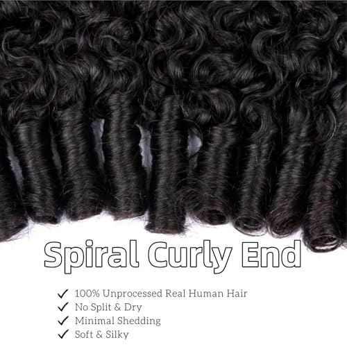 Jasperel Burmese Curly Human Hair Extensions 14 Inch Natural Black Water Wave Bundles