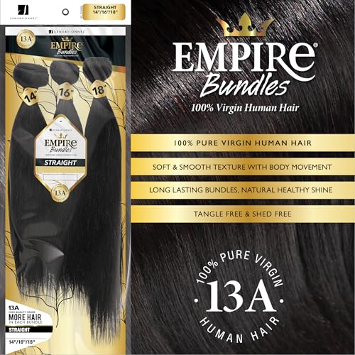 Sensationnel Empire Multi-Length Human Hair Bundles - 16 18 20 Inch Natural Black