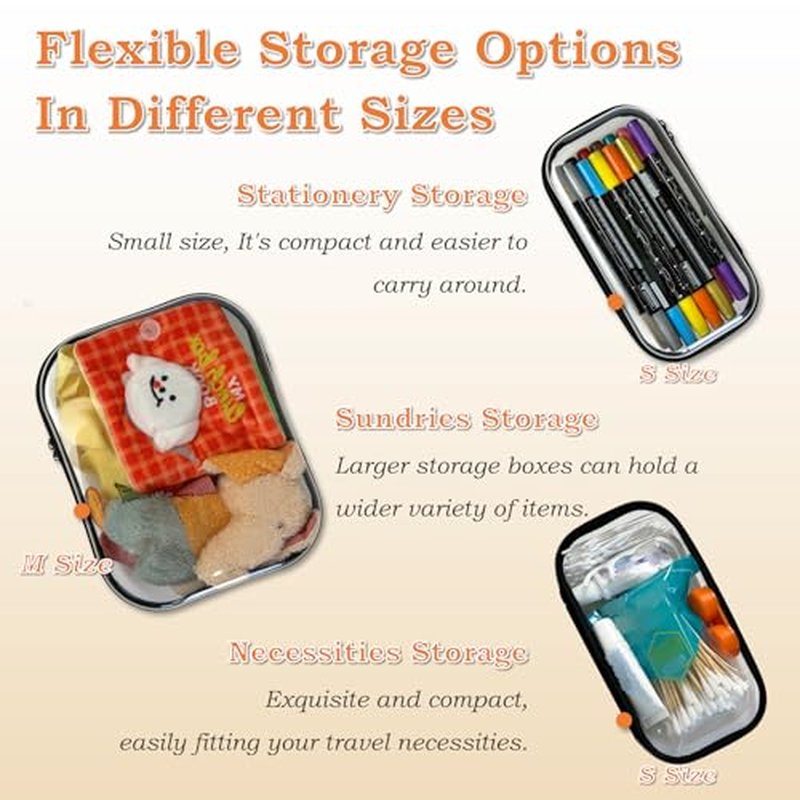 Clear Zipper Pouches for Organizer, Waterproof Hard Clear Zipper Case, Hard Plastic Pouch with Zippered