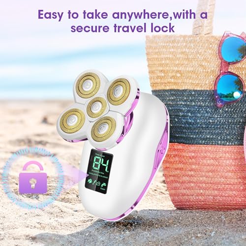 Electric Razors for Women Legs 5D:Magnetic Shaver Heads Waterproof Rechargeable Shaver Multi-Use for Hair Removal on Legs Bikini Body-Purple