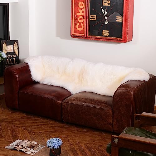 Sheepskin Area Rug Wool Fur Carpet Fluffy Shaggy Throw 2x6 ft Ivory White