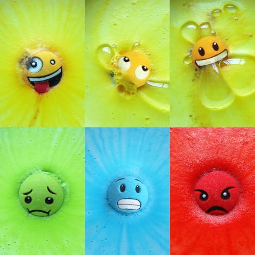 Large Emoji Face Bath Bombs Set of 12 – Handmade Spa Fizzies with Shea & Essential Oils