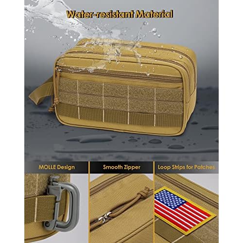 TACTICISM Large Black Toiletry Bag for Men and Small Brown Dopp Kit, Bundle Sales