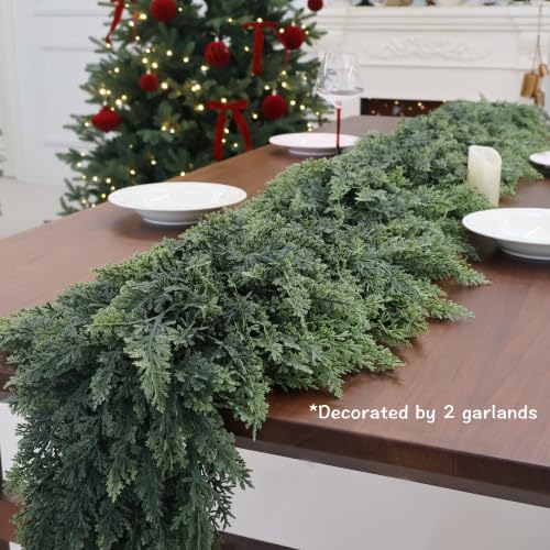 9FT Artificial Cedar Garland for Christmas Decoration - 2 Pack - Real Touch