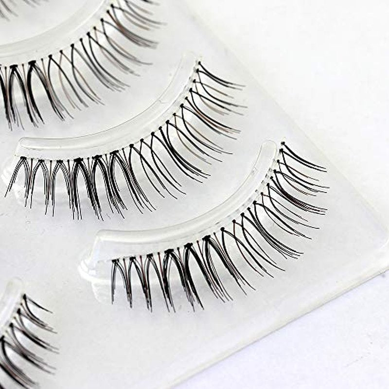 Black & Brown Mixed Strip Lashes?Reusable 15 Times, Ultra-Thin Band for Small/Monolid Eyes, Realistic 2-Tone Blend for Daily Natural Look 4-Pair