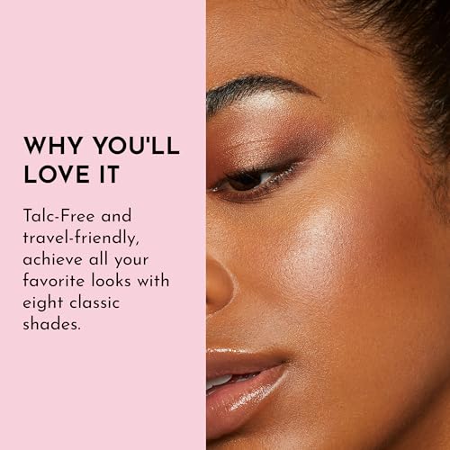 Travel-Friendly Talc-Free Eyeshadow Palette - 8 Neutral Shades, 1 Ounce - Black