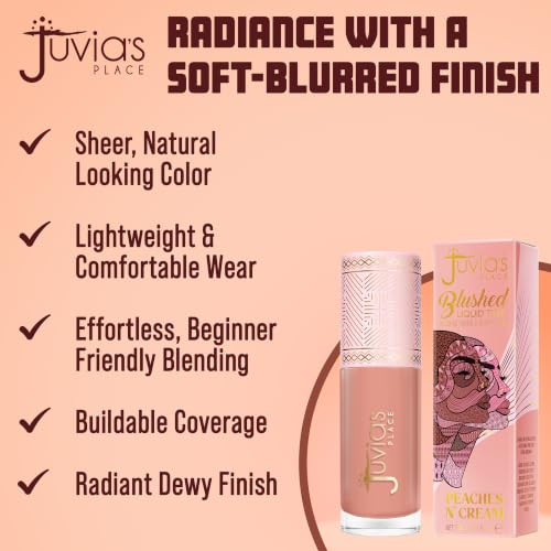 Juvia's Place Blushed Liquid Tint Peaches N' Cream - Lightweight Dewy Blush with Vitamin E